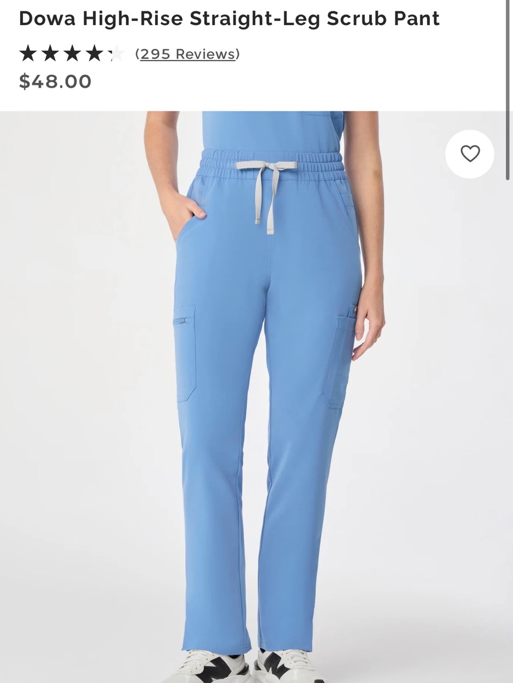 Figs Dowa High-Rise Straight-Leg Scrub Pants in Sky Blue